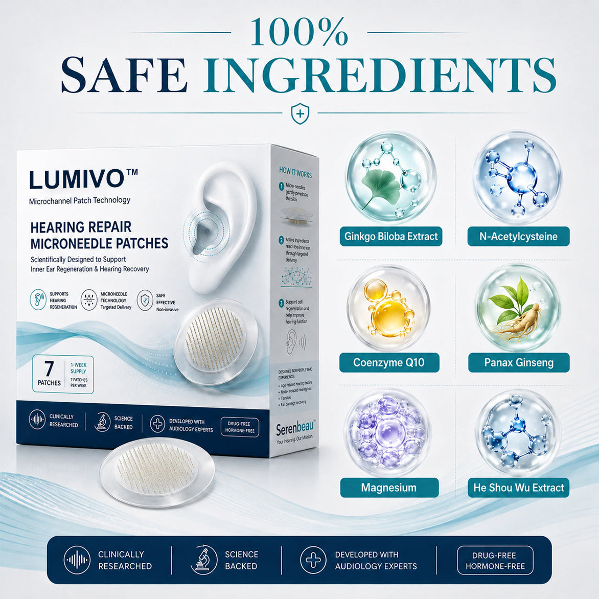 LUMIVO safe ingredients including ginkgo biloba, NAC, CoQ10, ginseng and magnesium